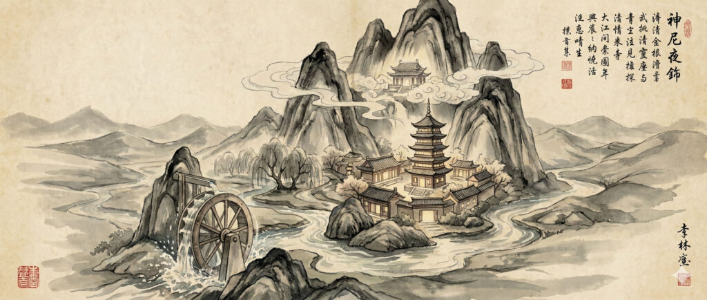neijing-tu-internal-landscape-acupuncture-atlas דיאגרמת ה-Nèijīng tú (מפת הנוף הפנימי) המתארת את הערוצים והתהליכים האלכימיים בגוף האדם - מתוך אטלס הנקודות דיקור.